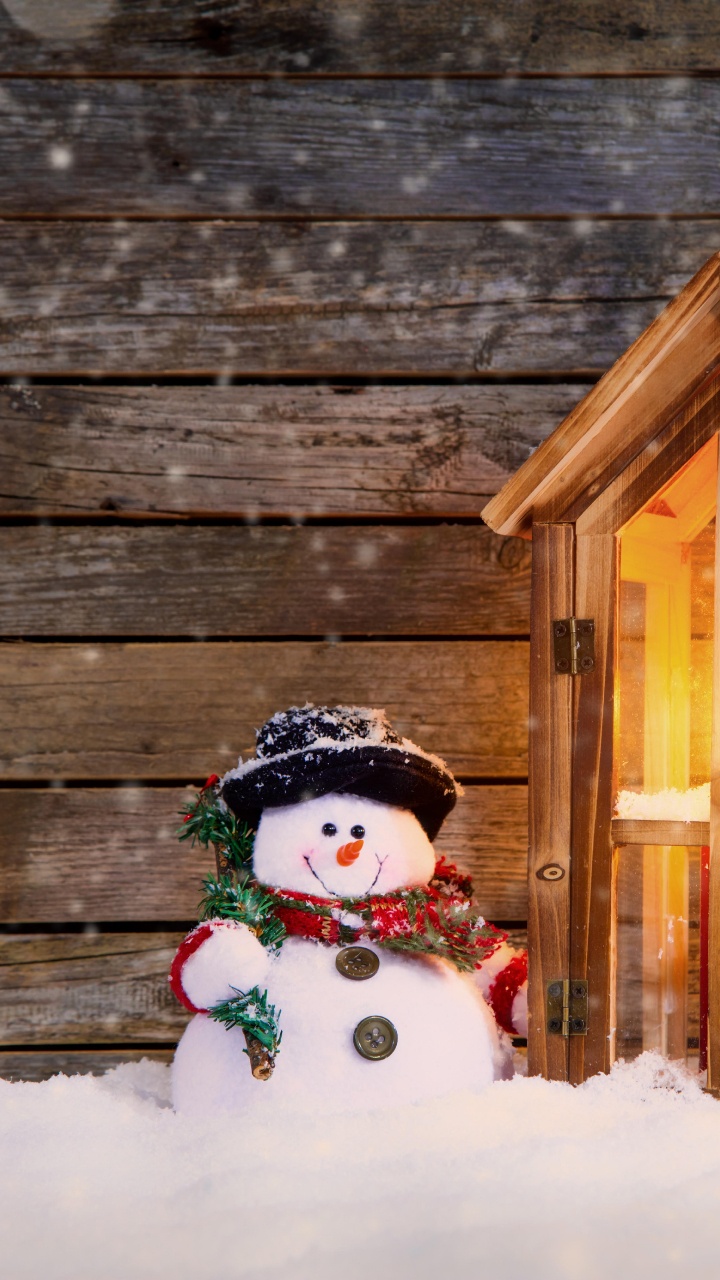 Christmas Day, Snowman, Christmas Decoration, Christmas Ornament, Snow. Wallpaper in 720x1280 Resolution