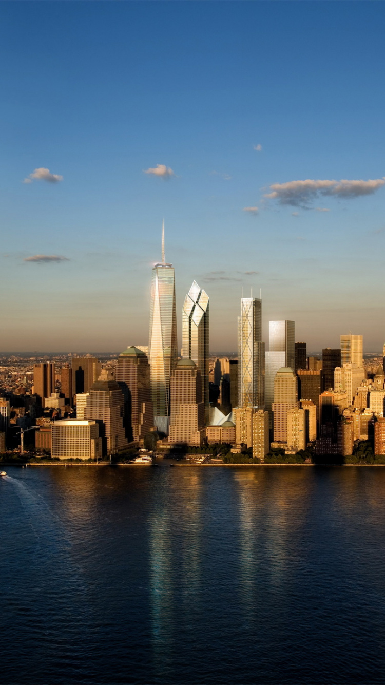 Horizon de la Ville à Travers le Plan D'eau Pendant la Journée. Wallpaper in 750x1334 Resolution