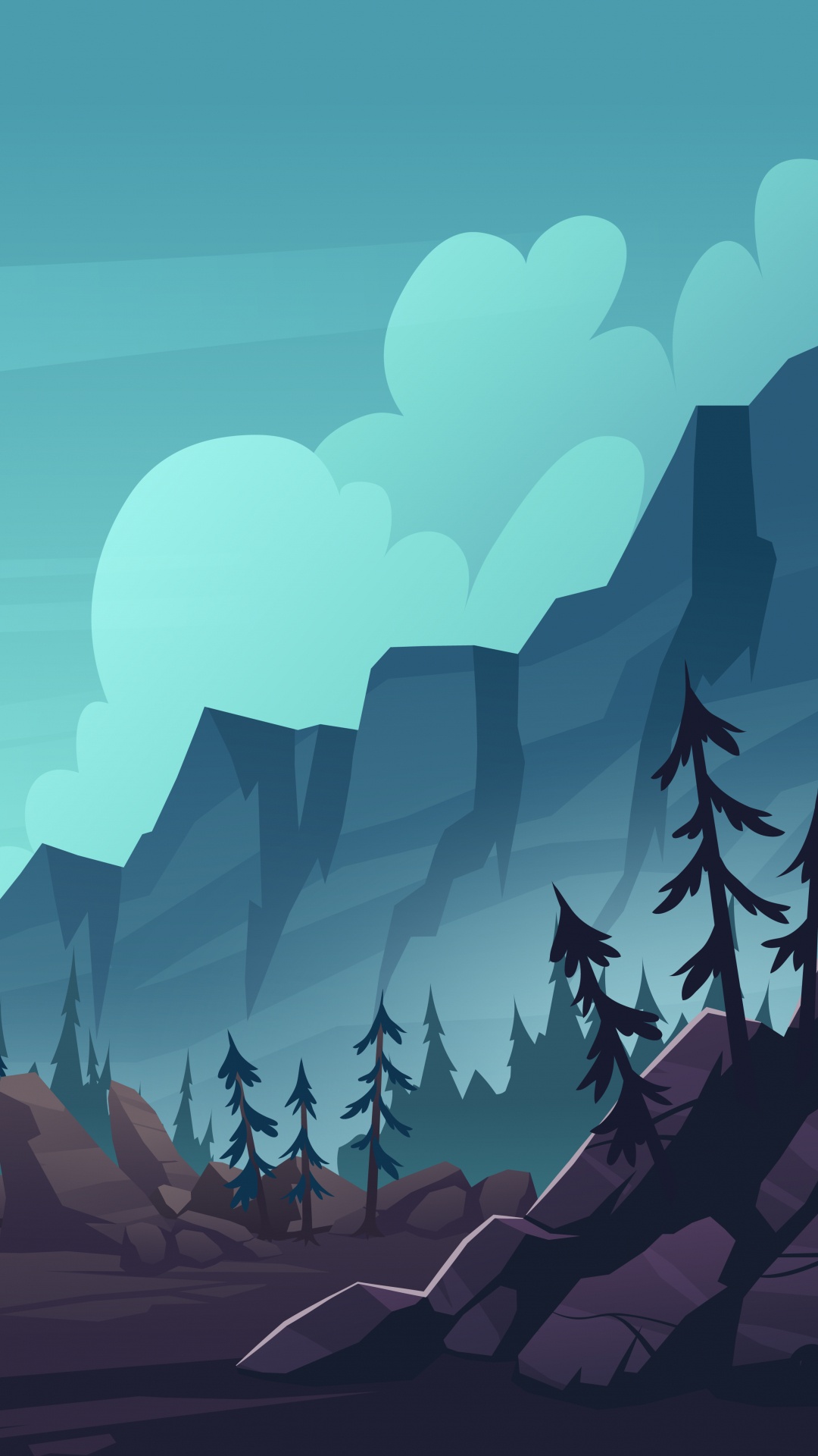 Landschaftsabbildung Klippe, Illustration, Vektor-Grafiken, Stock Illustration, Natur. Wallpaper in 1080x1920 Resolution