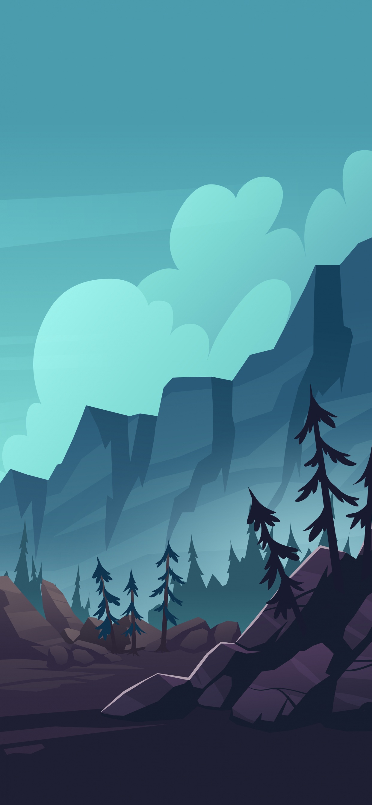 Landschaftsabbildung Klippe, Illustration, Vektor-Grafiken, Stock Illustration, Natur. Wallpaper in 1242x2688 Resolution