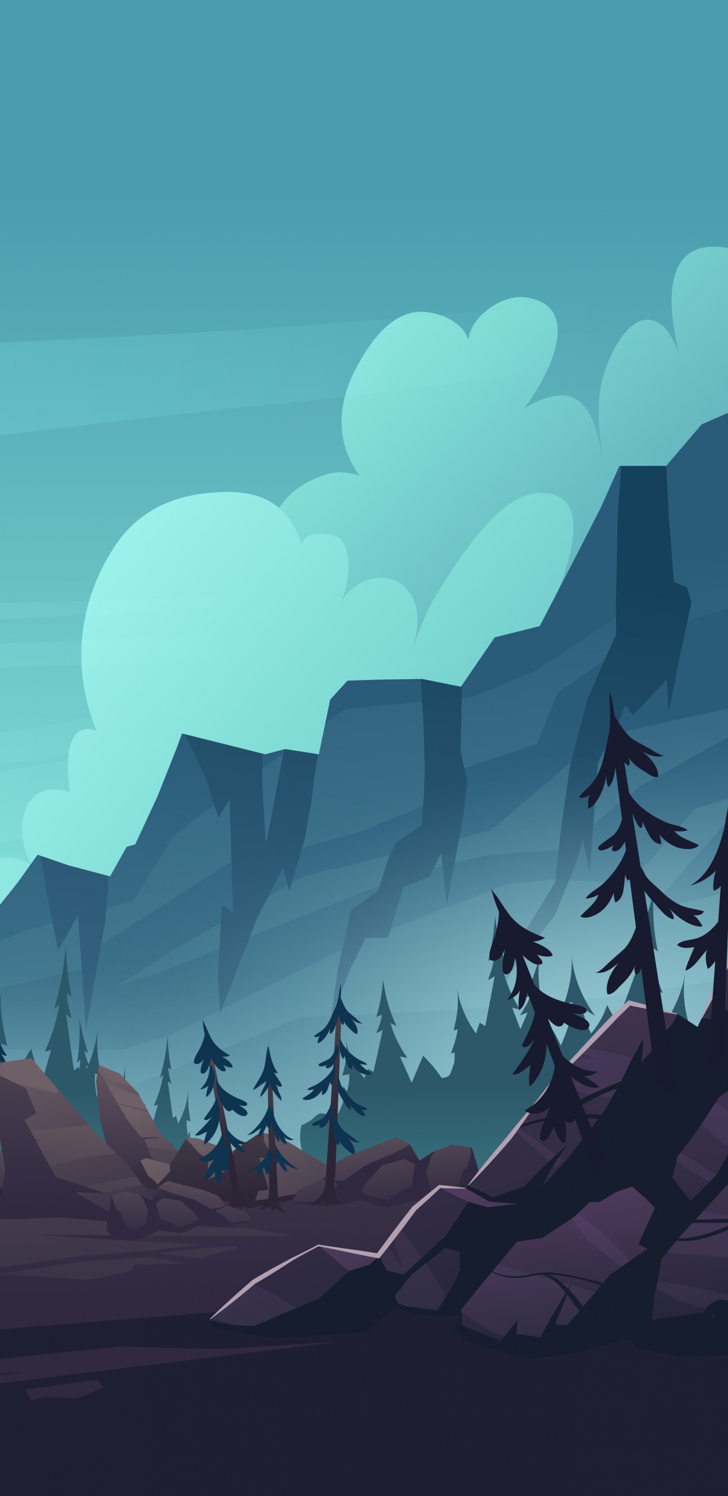 Paysage Illustration Falaise, Illustration, Graphiques Vectoriels, Stock Illustration, Graphique. Wallpaper in 1440x2960 Resolution