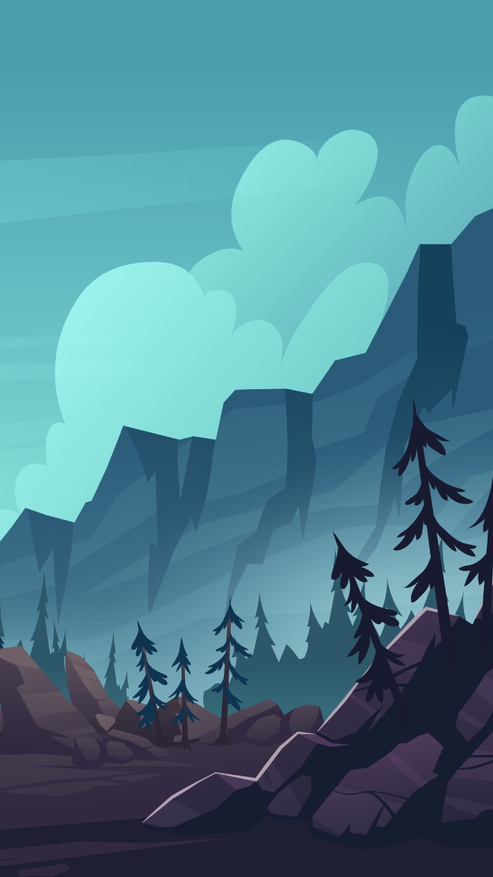 矢量图形, 股票的插图, 悬崖, 性质, 气氛 壁纸 720x1280 允许