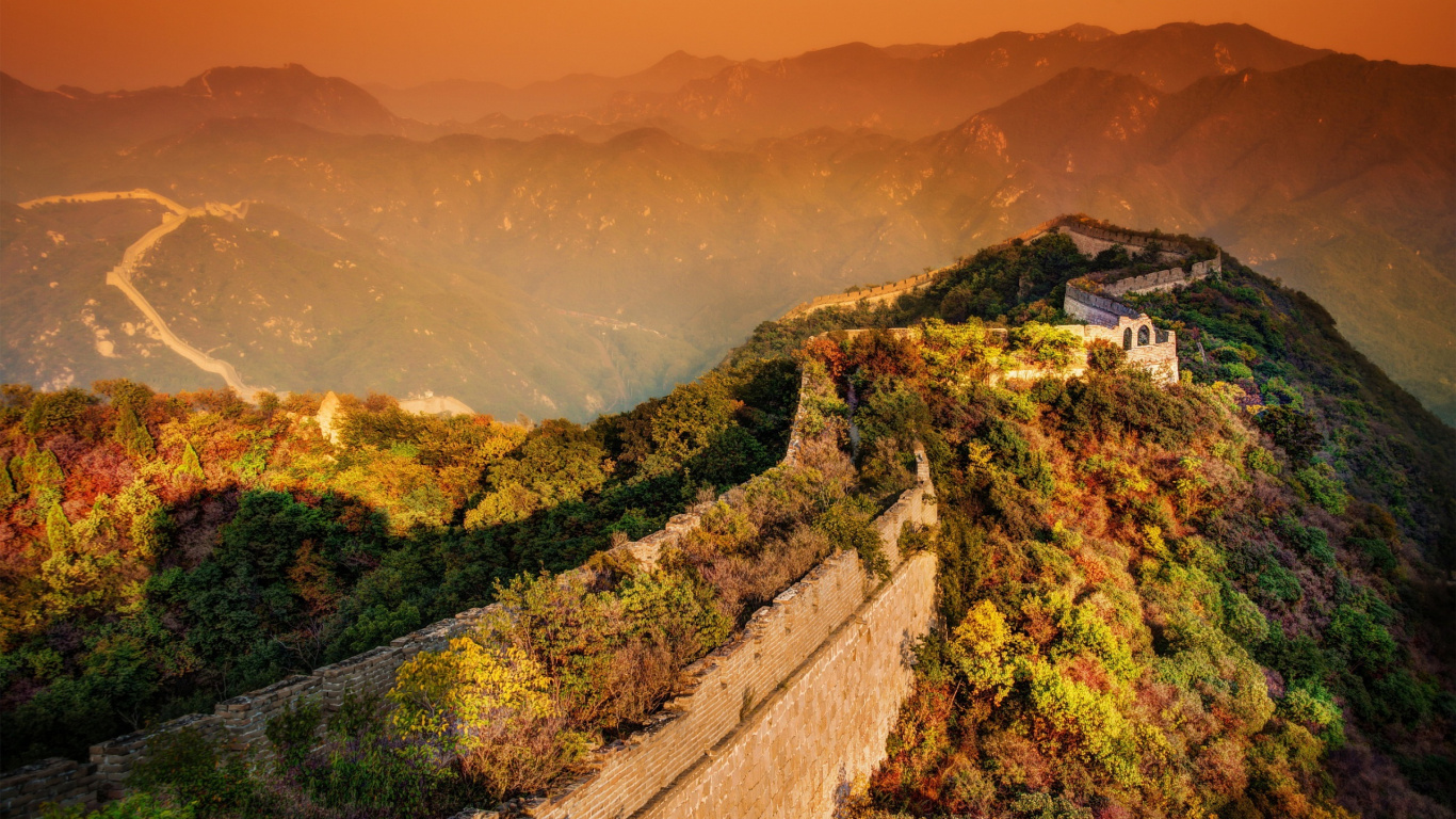 Green Grass and Trees Covered Mountain During Daytime. Wallpaper in 1366x768 Resolution
