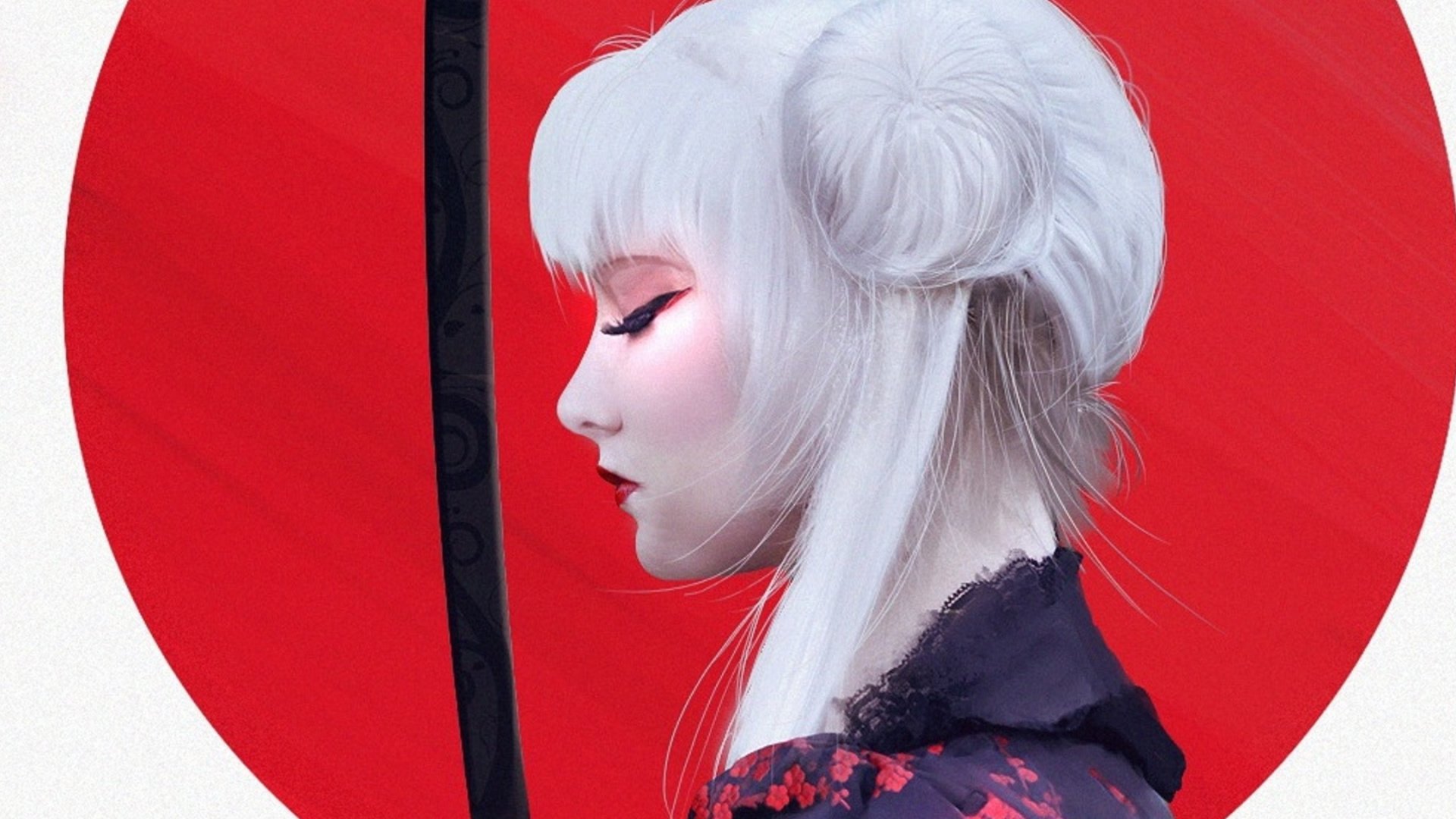 Samurai Girl, Onna-musha, Samurai, Anime, Anime Art. Wallpaper in 1920x1080 Resolution