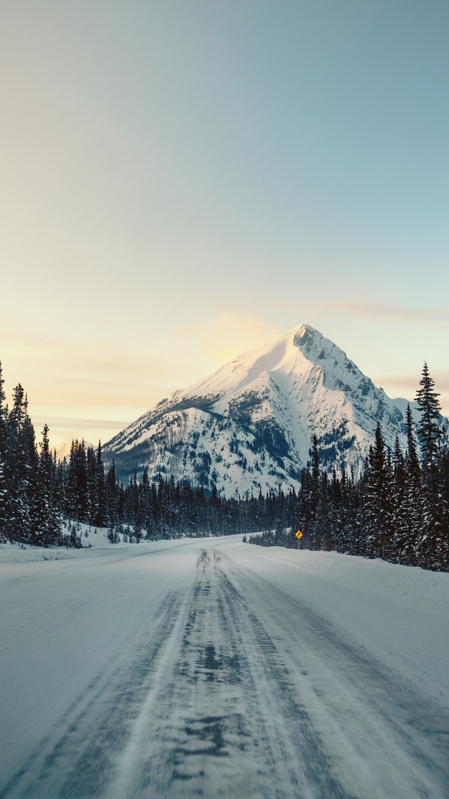 Mountain, Road, Snow, Winter, Mountainous Landforms. Wallpaper in 1440x2560 Resolution