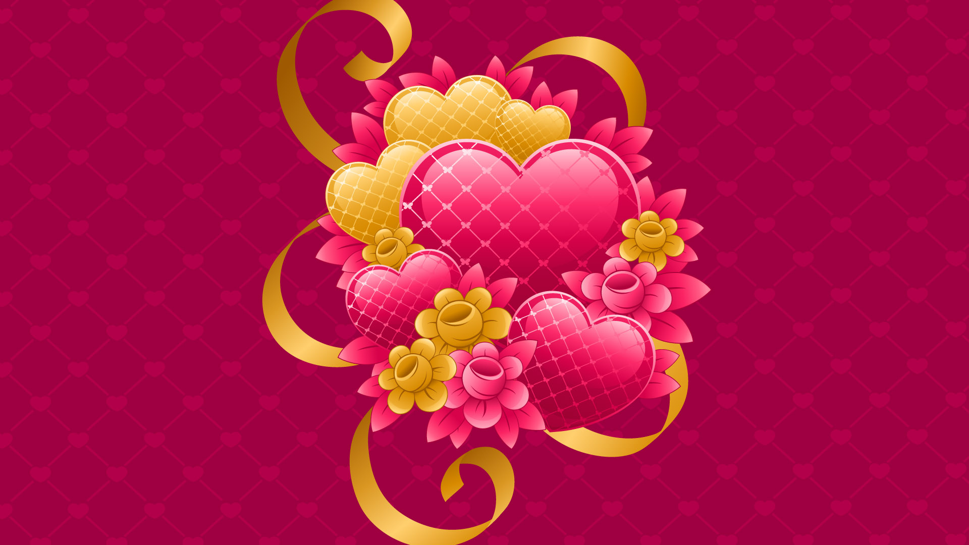 Cœur, le Jour de Valentines, Illustration, Magenta, Pétale. Wallpaper in 1920x1080 Resolution