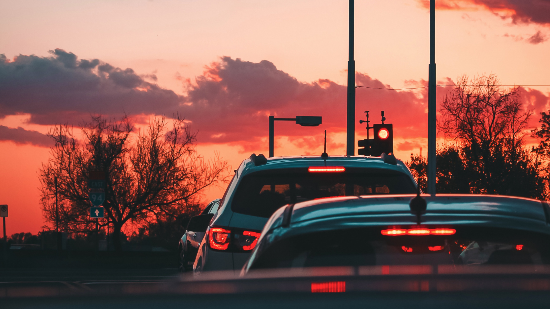 Cars on Road During Sunset. Wallpaper in 1920x1080 Resolution