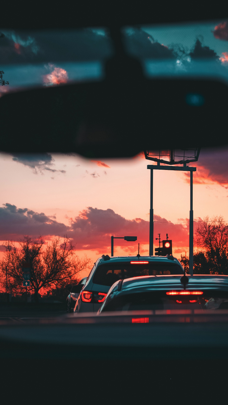 Cars on Road During Sunset. Wallpaper in 750x1334 Resolution