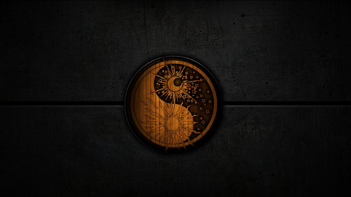 Gold Round Wall Clock at 10 00. Wallpaper in 1366x768 Resolution