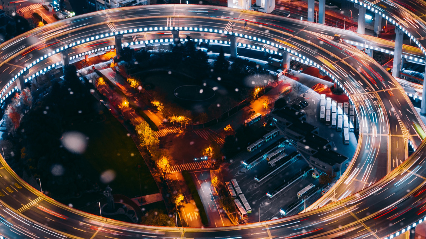 City Nightscape Phone, City, Shanghai, Building, Cityscape. Wallpaper in 1366x768 Resolution