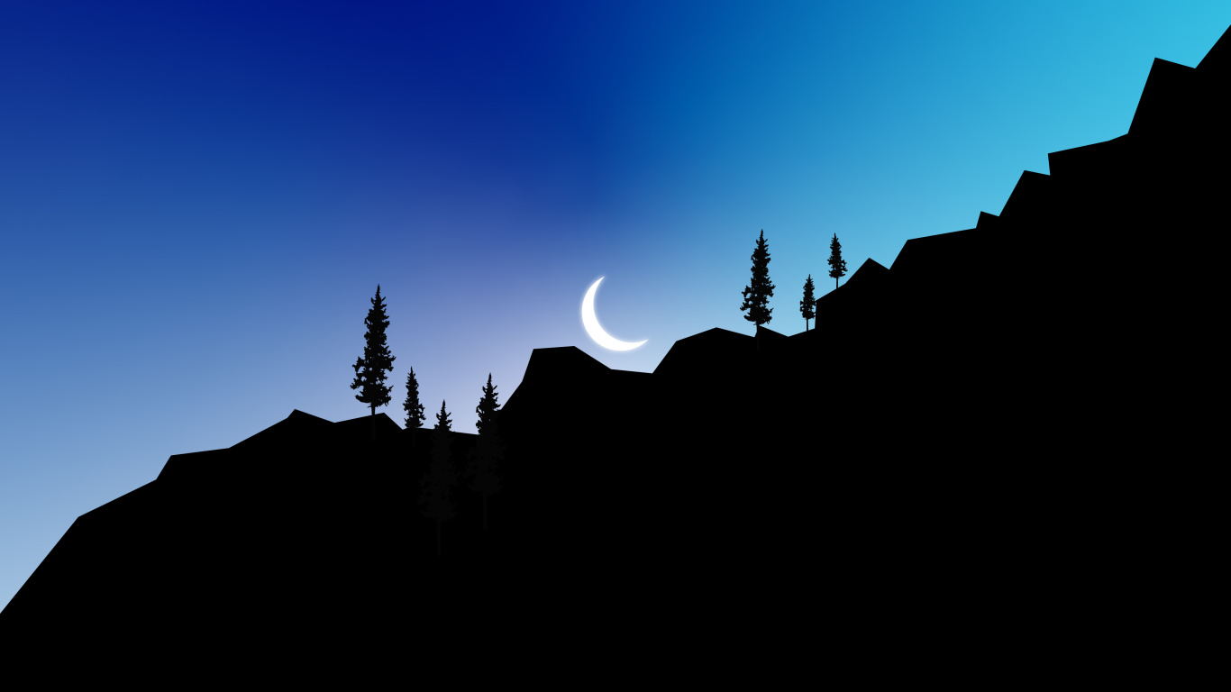 Ambiente, Luna, Entorno Natural, de la Media Luna, Atardecer. Wallpaper in 1366x768 Resolution