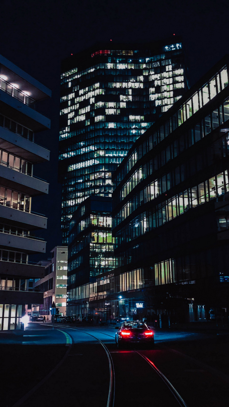 Night Random City, Night, Building, Window, Skyscraper. Wallpaper in 750x1334 Resolution