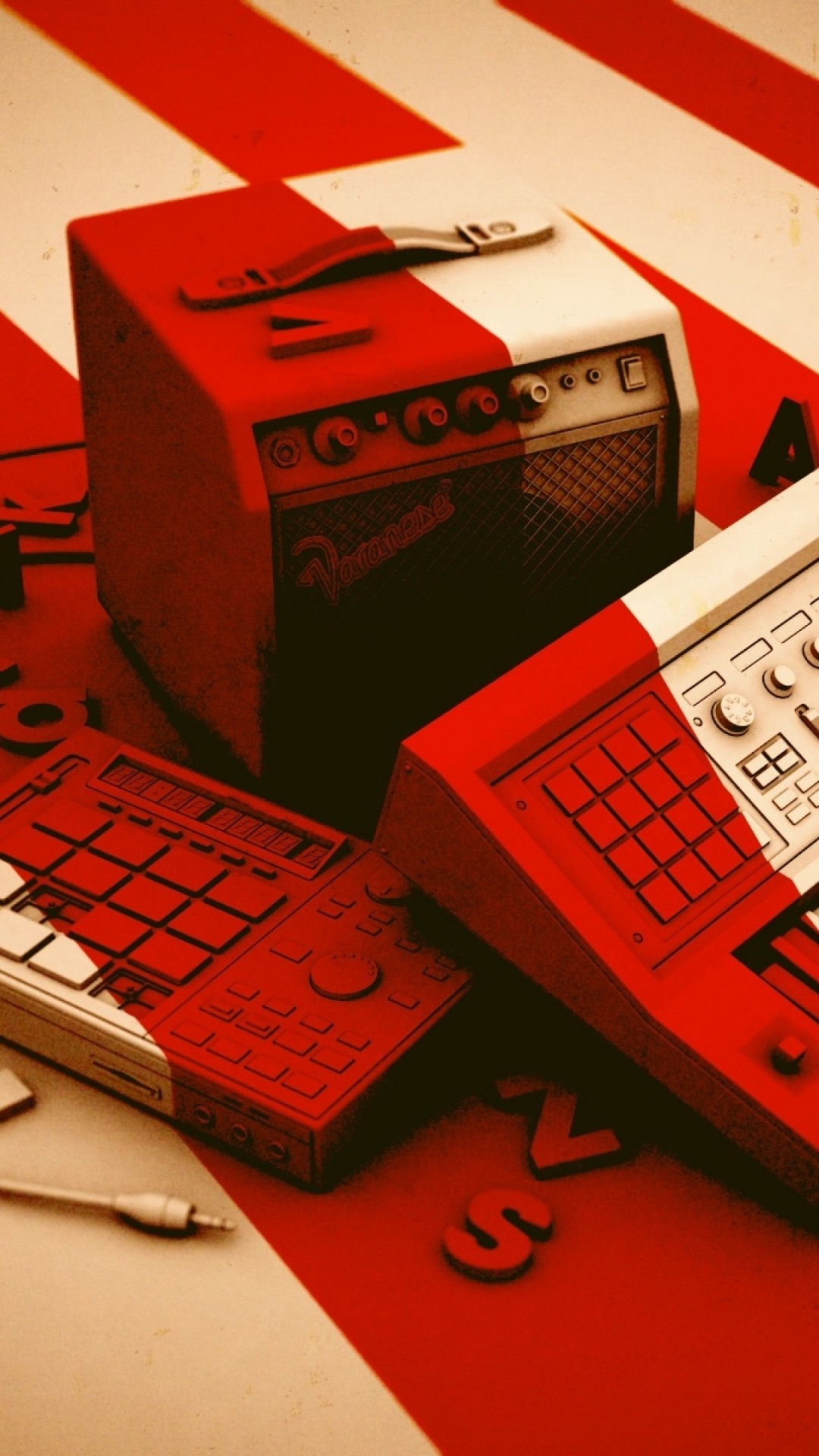 Red, Music, Television, Art, Compact Cassette. Wallpaper in 1080x1920 Resolution