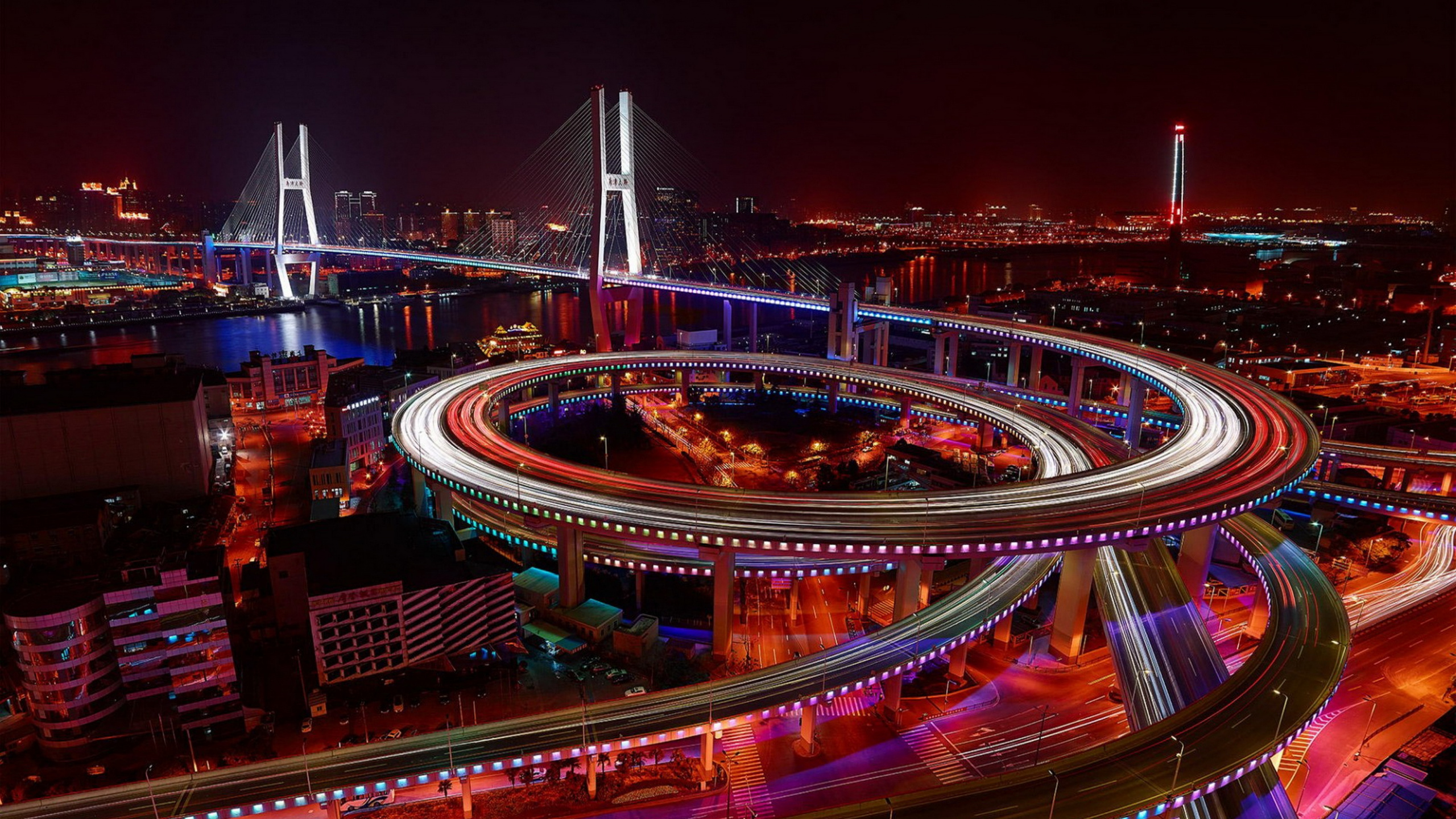 Time Lapse Photography of City During Night Time. Wallpaper in 2560x1440 Resolution