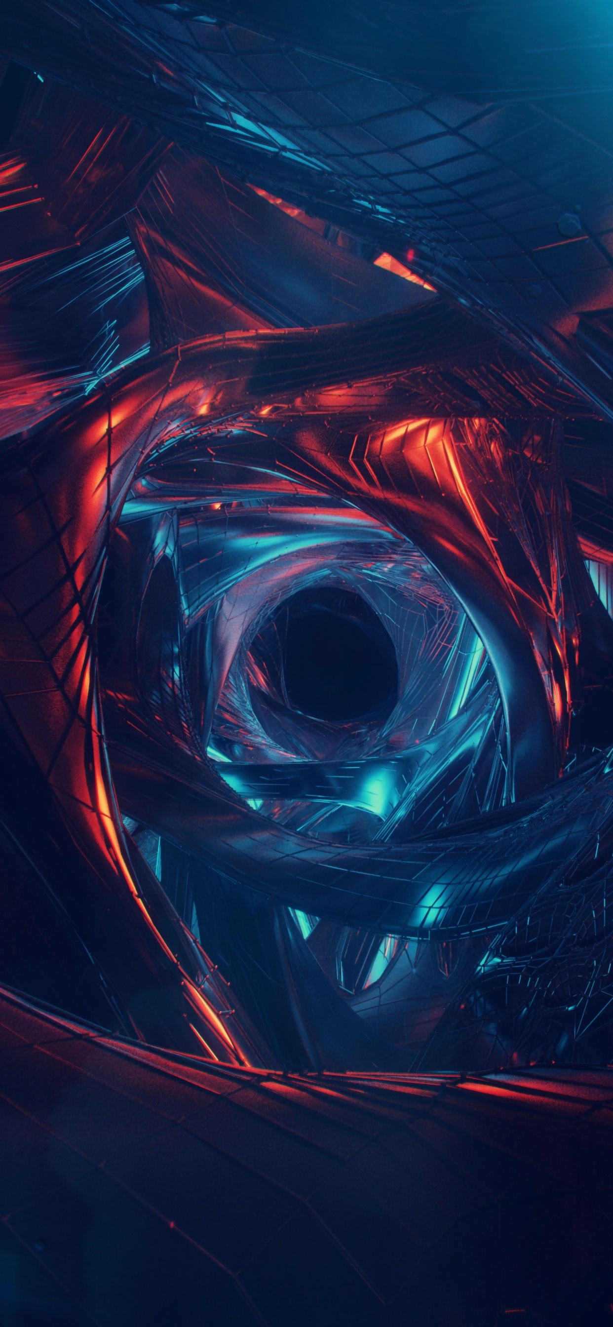 Android, Farbigkeit, Electric Blue, Fraktale Kunst, Illustration. Wallpaper in 1242x2688 Resolution