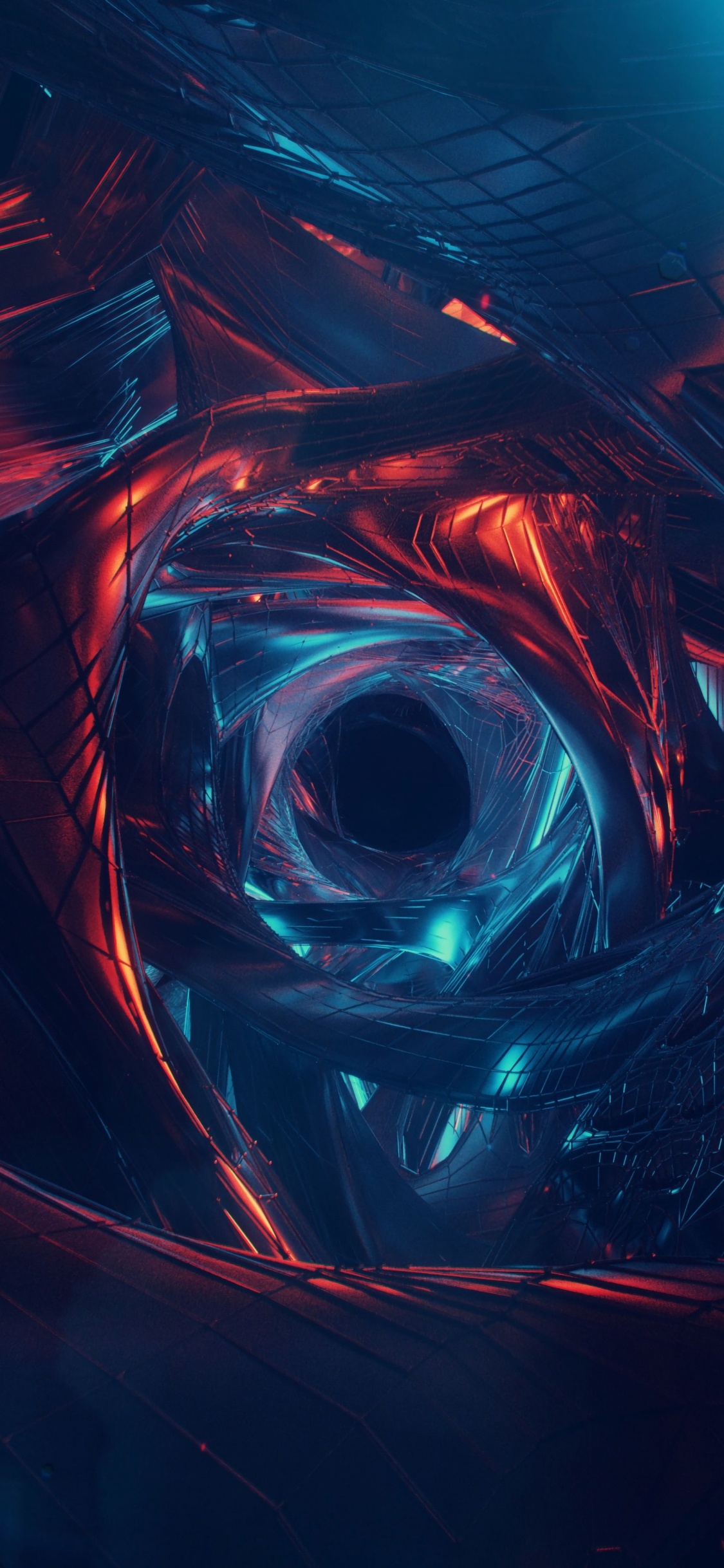 Android, Rojo, Arte Fractal, Gráficos, Ilustración. Wallpaper in 1125x2436 Resolution