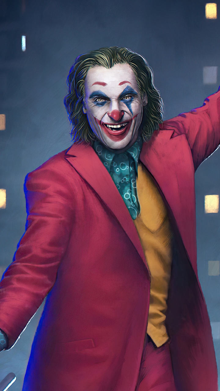 Joker, Joaquin Phoenix, Arthur Fleck, Art, Sourire. Wallpaper in 720x1280 Resolution