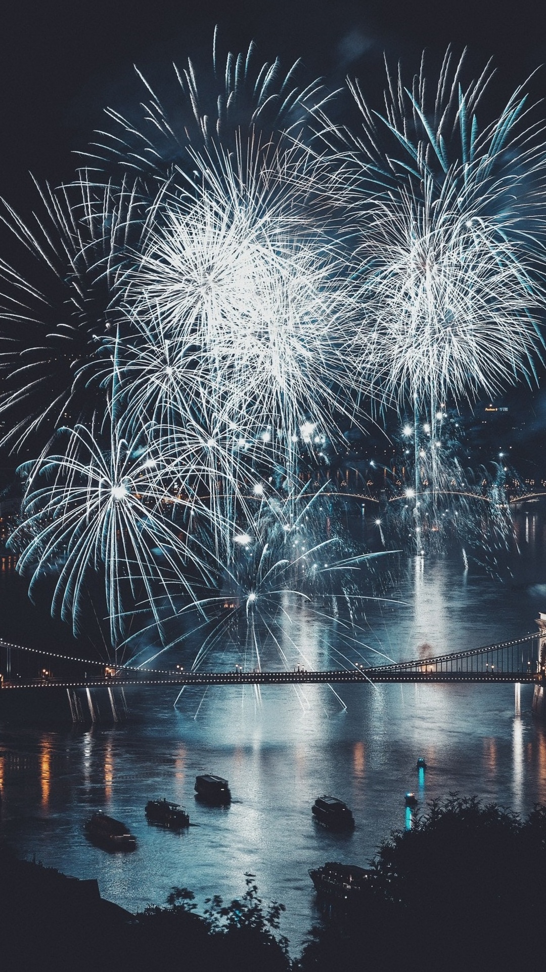 New Years Eve, New Year, New Years Day, Fireworks, Reflection. Wallpaper in 1080x1920 Resolution