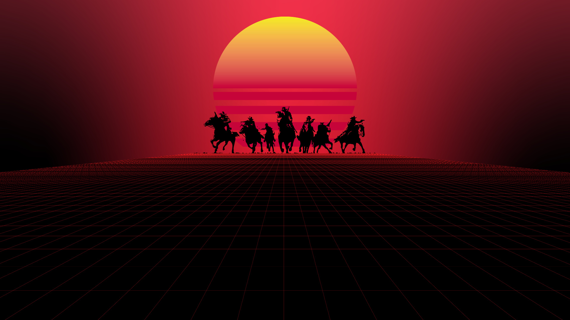 Red Dead Redemption, Red Dead Redemption 2, Red, Silhouette, Pack Animal. Wallpaper in 1920x1080 Resolution