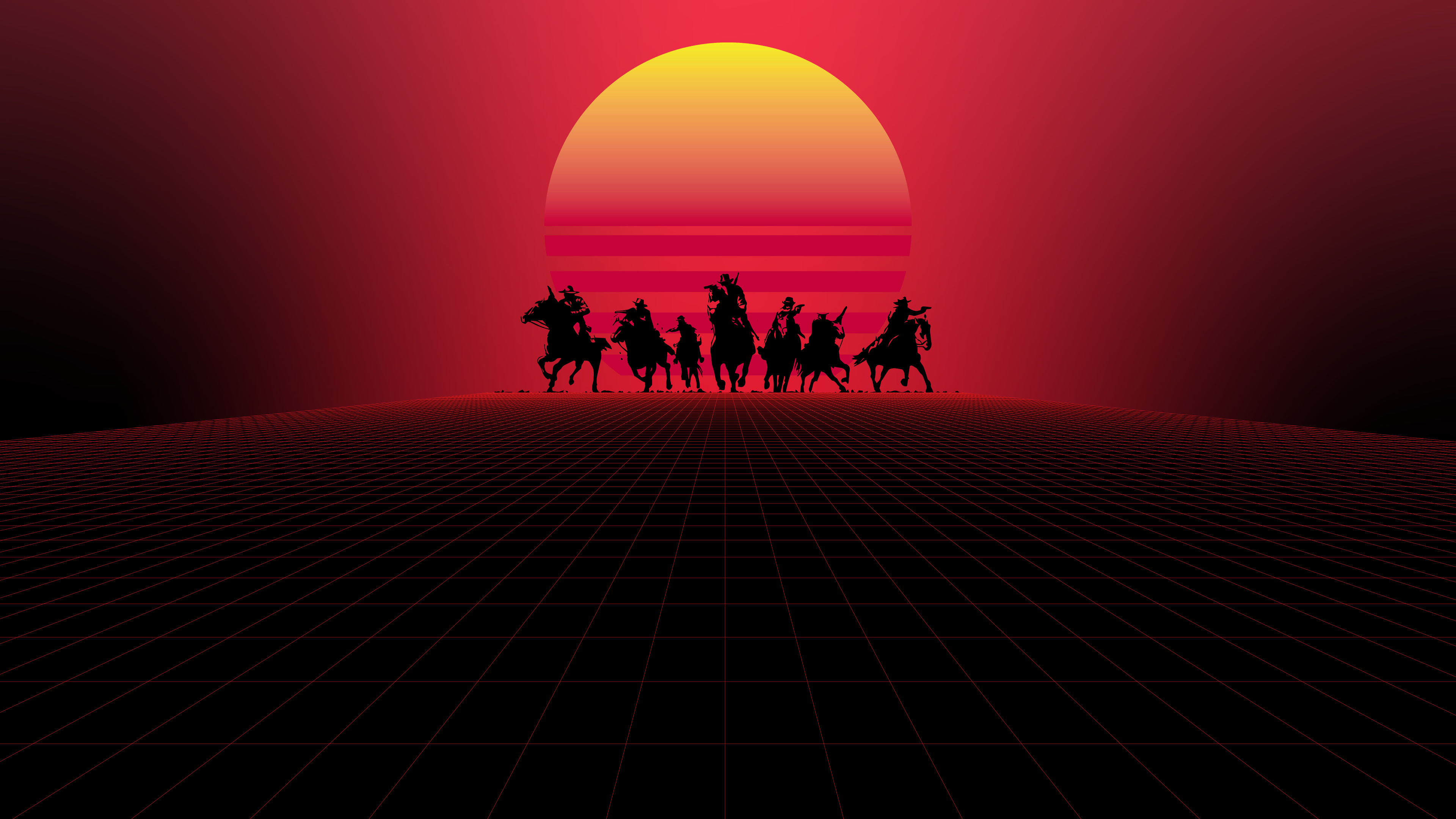 Red Dead Redemption, Red Dead Redemption 2, Red, Horse, Silhouette. Wallpaper in 3840x2160 Resolution