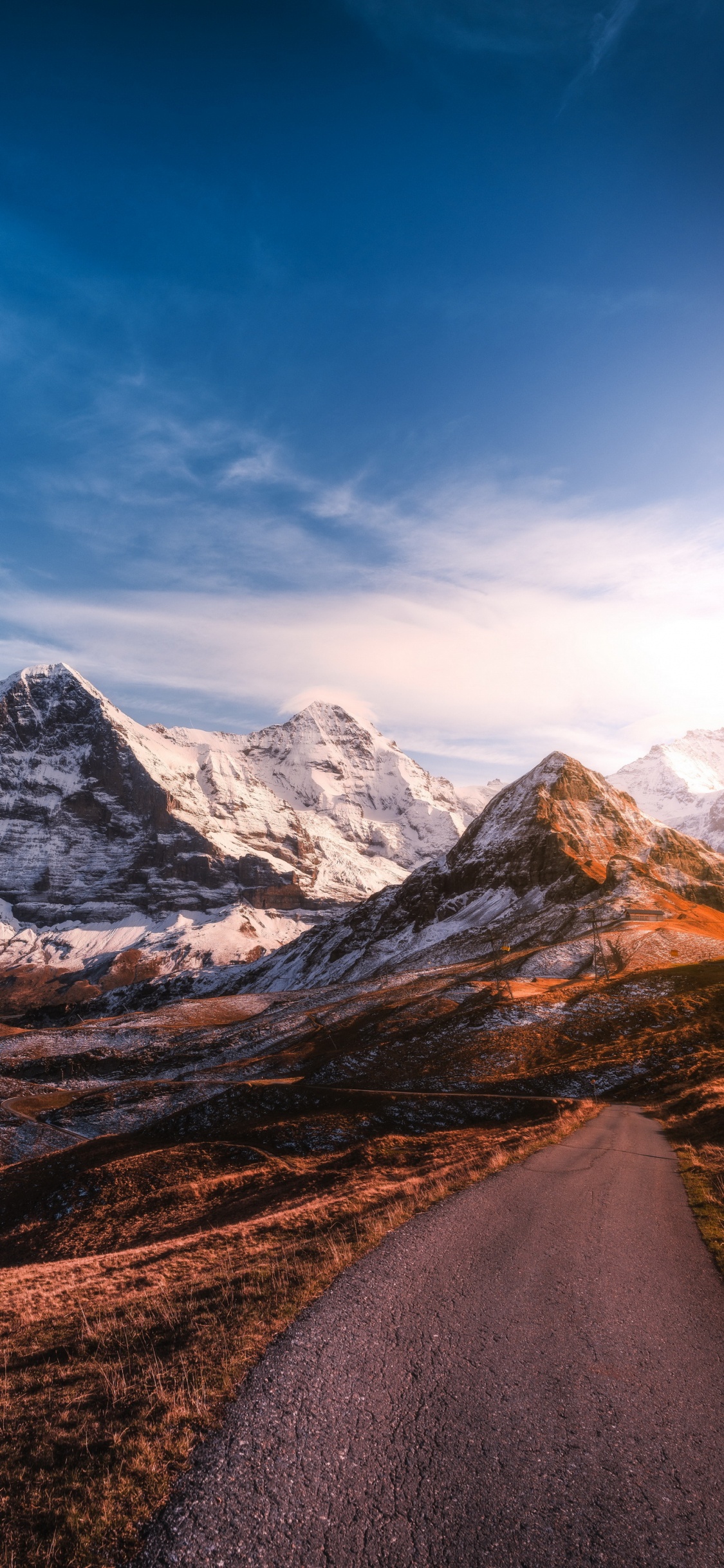 日本, 斜坡, 自然景观, 阳光, 地平线 壁纸 1125x2436 允许