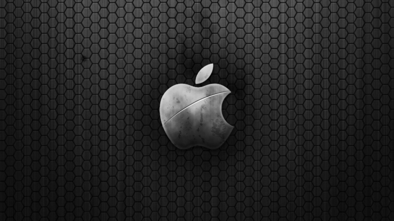 Logo Pomme Noir et Blanc. Wallpaper in 1366x768 Resolution