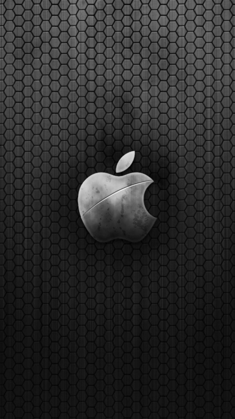 Logo Pomme Noir et Blanc. Wallpaper in 750x1334 Resolution