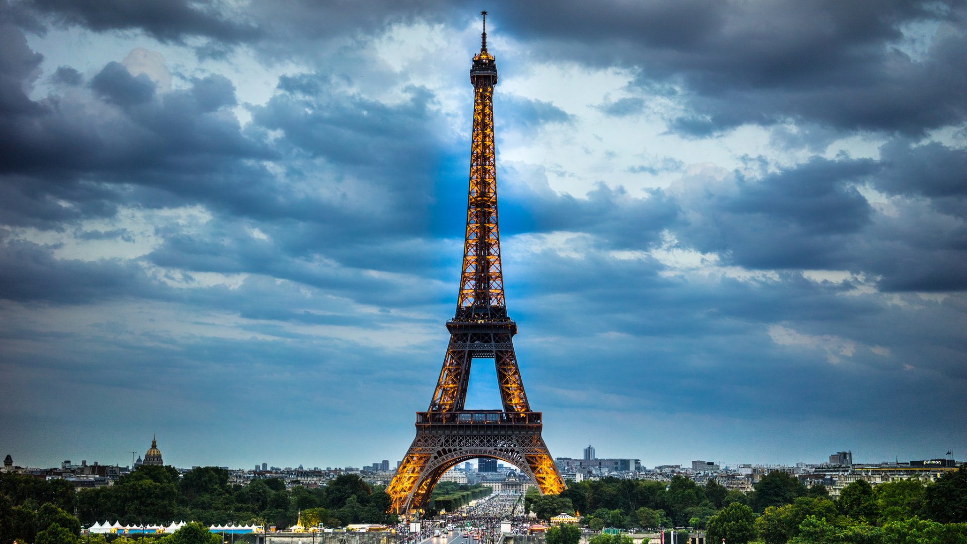 Eiffel Tower Under Cloudy Sky During Daytime. Wallpaper in 1920x1080 Resolution