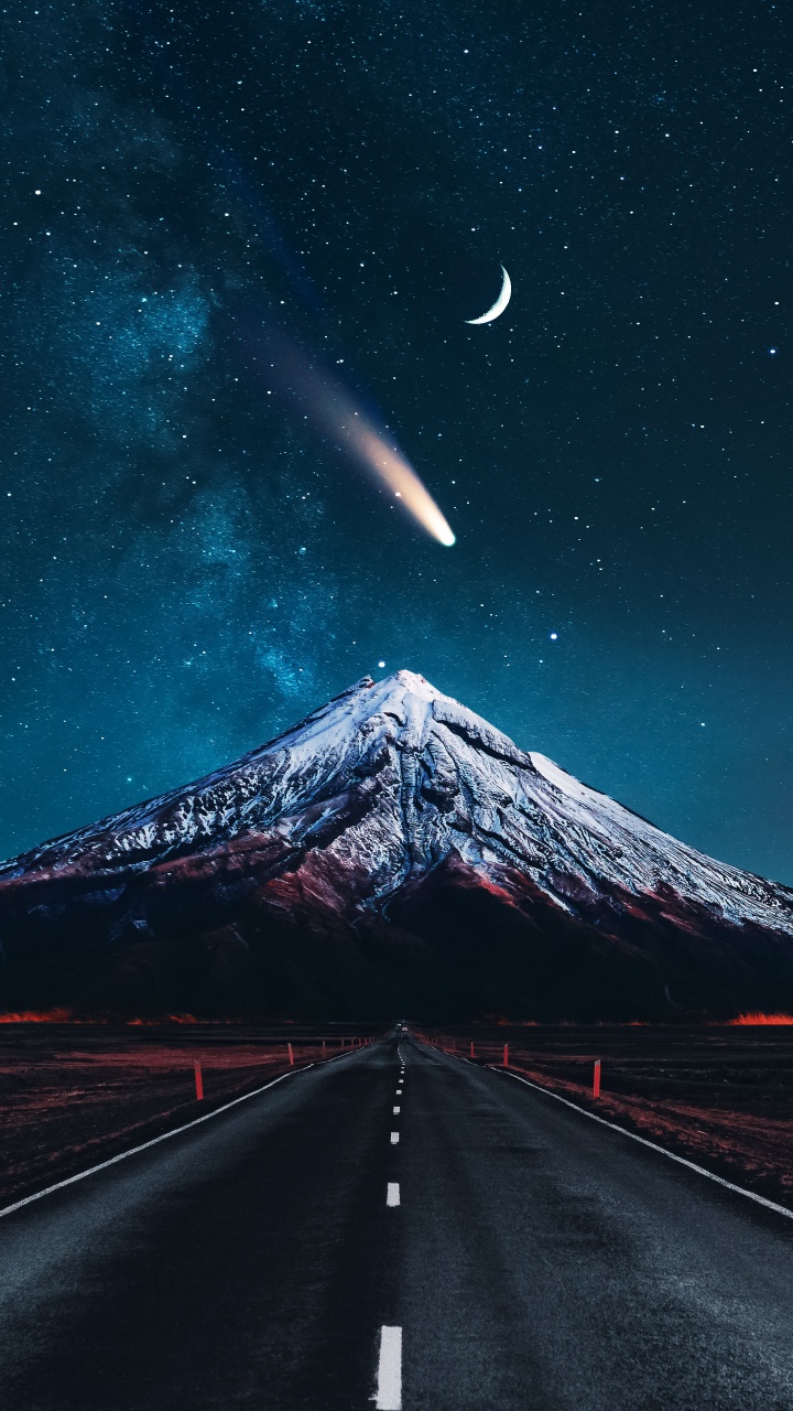 Natur, Atmosphäre, Mond, Naturlandschaft, Piste. Wallpaper in 720x1280 Resolution