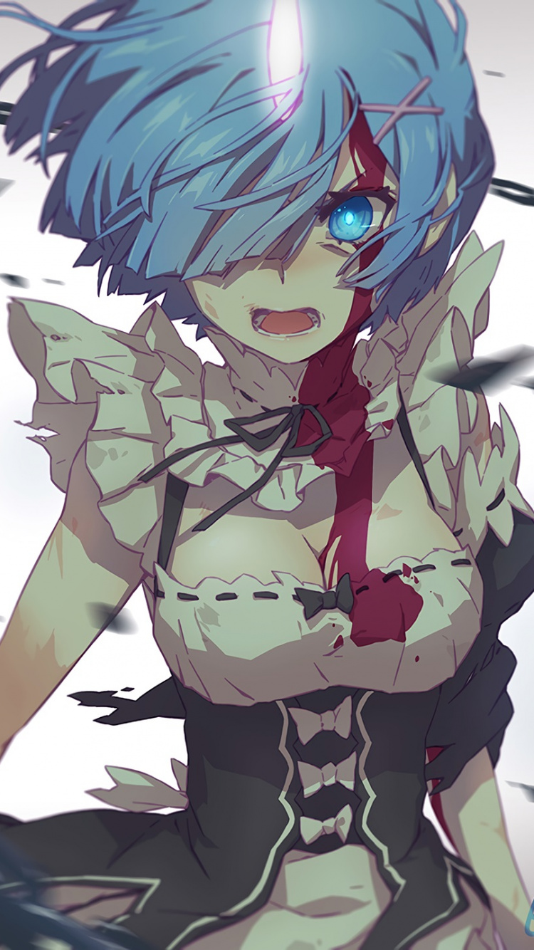 Blauhaariger Männlicher Anime-Charakter. Wallpaper in 750x1334 Resolution