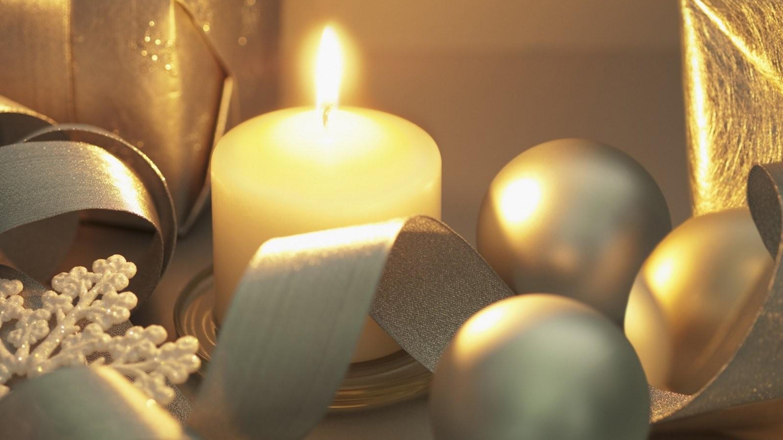 Christmas Day, Holiday, Candle, Lighting, Still Life. Wallpaper in 2560x1440 Resolution