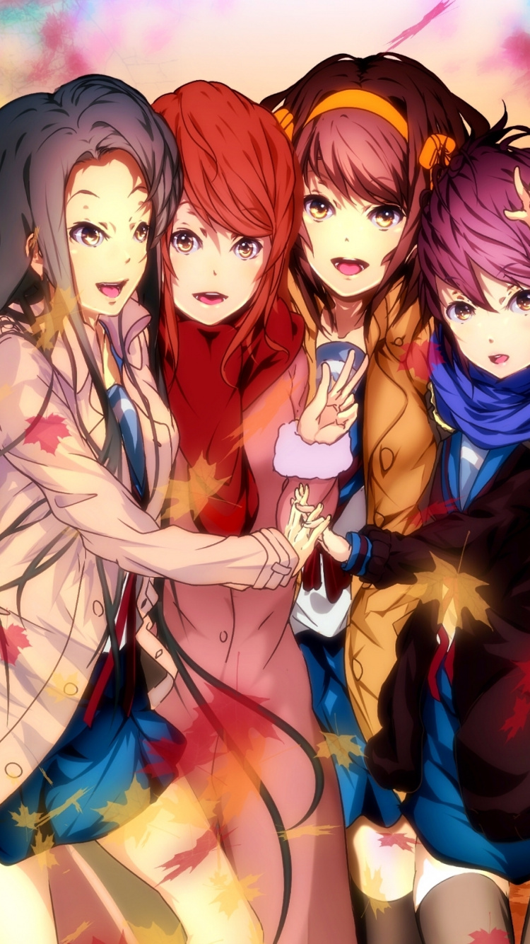 2 Girl Anime Characters in School Uniform. Wallpaper in 750x1334 Resolution