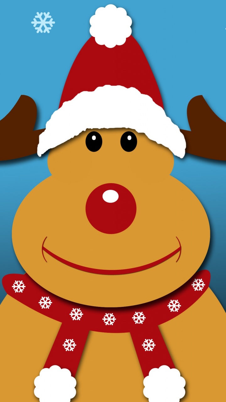 Rudolf, Rentier, Weihnachten, Weihnachtsmann, Cartoon. Wallpaper in 720x1280 Resolution