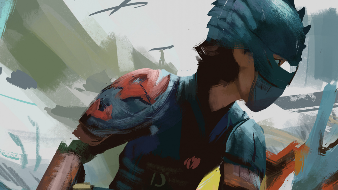 Mann in Blau-gelber Jacke. Wallpaper in 1366x768 Resolution