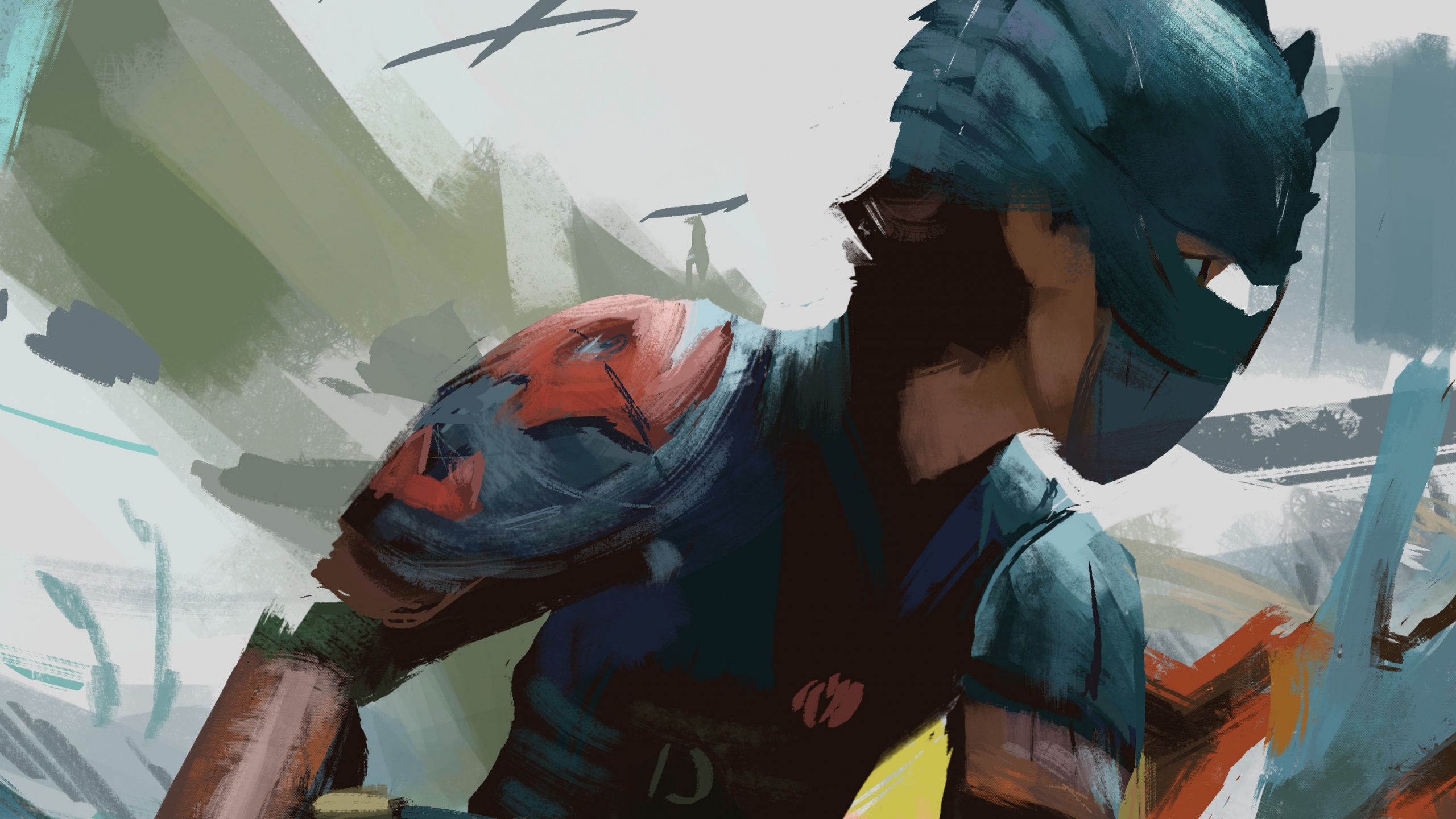 Homme en Veste Bleue et Jaune. Wallpaper in 2560x1440 Resolution