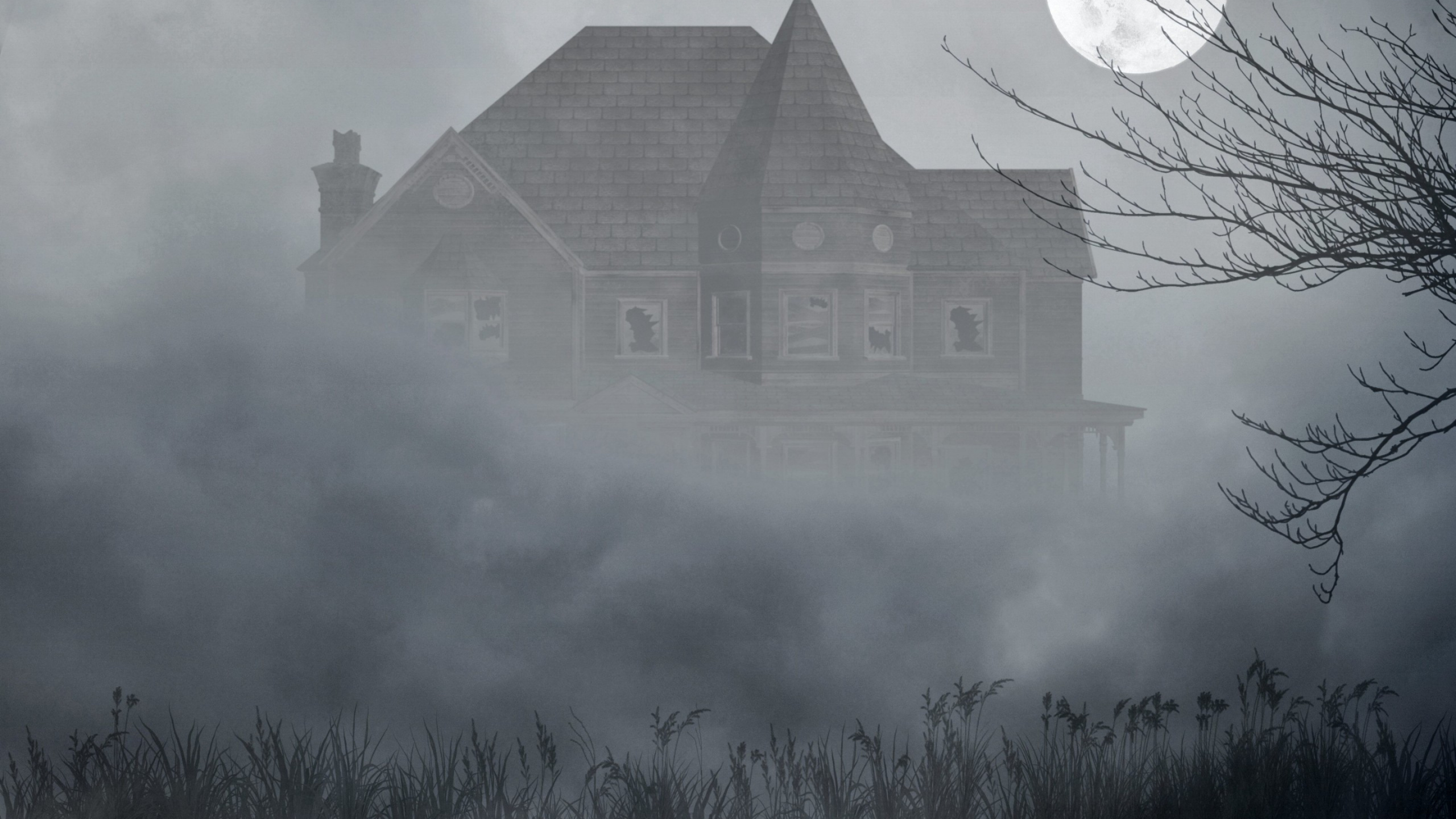 Casa de Niebla, La Fantasía, Bruma, Edificio, Ambiente. Wallpaper in 2560x1440 Resolution