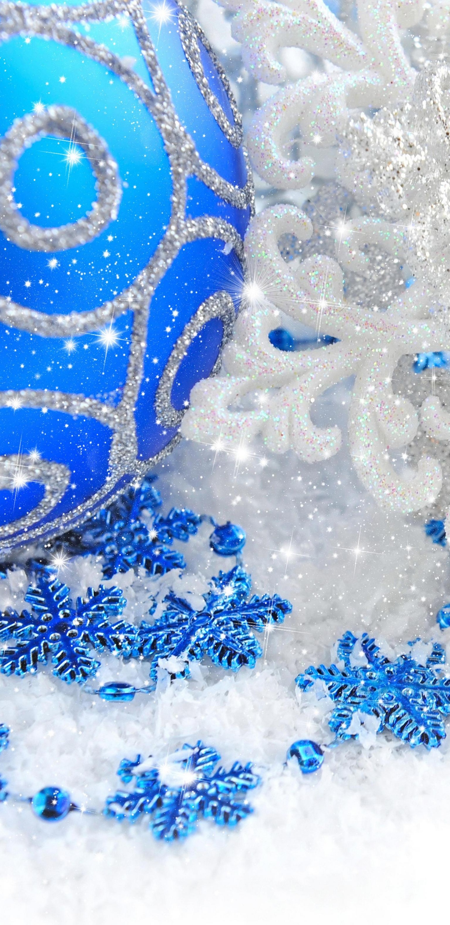 El Día De Navidad, Azul, Copo de Nieve, Patrón, Invierno. Wallpaper in 1440x2960 Resolution