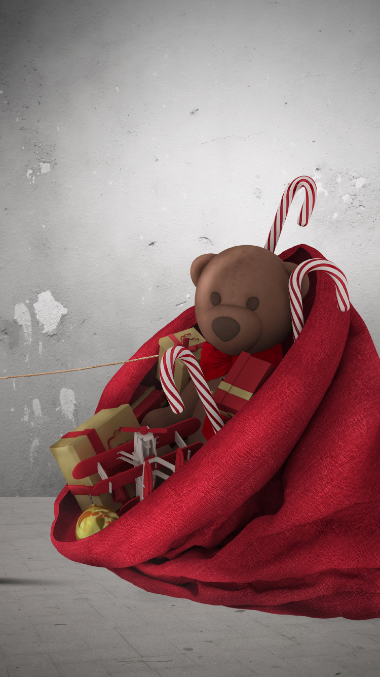 Ded Moroz, Santa Claus, Gift, Christmas Day, Red. Wallpaper in 750x1334 Resolution