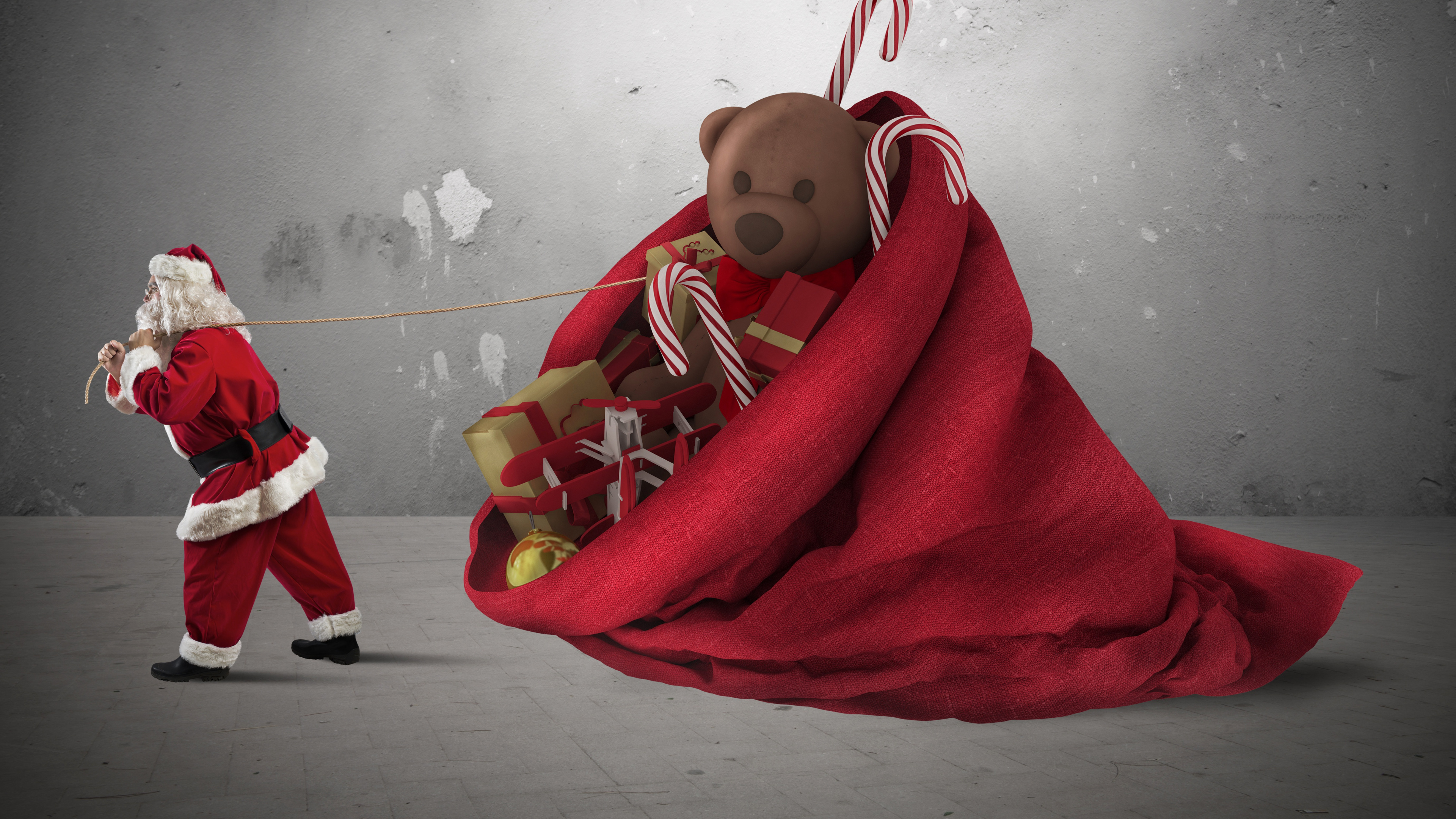 Ded Moroz, Santa Claus, Regalo, El Día De Navidad, Rojo. Wallpaper in 3840x2160 Resolution