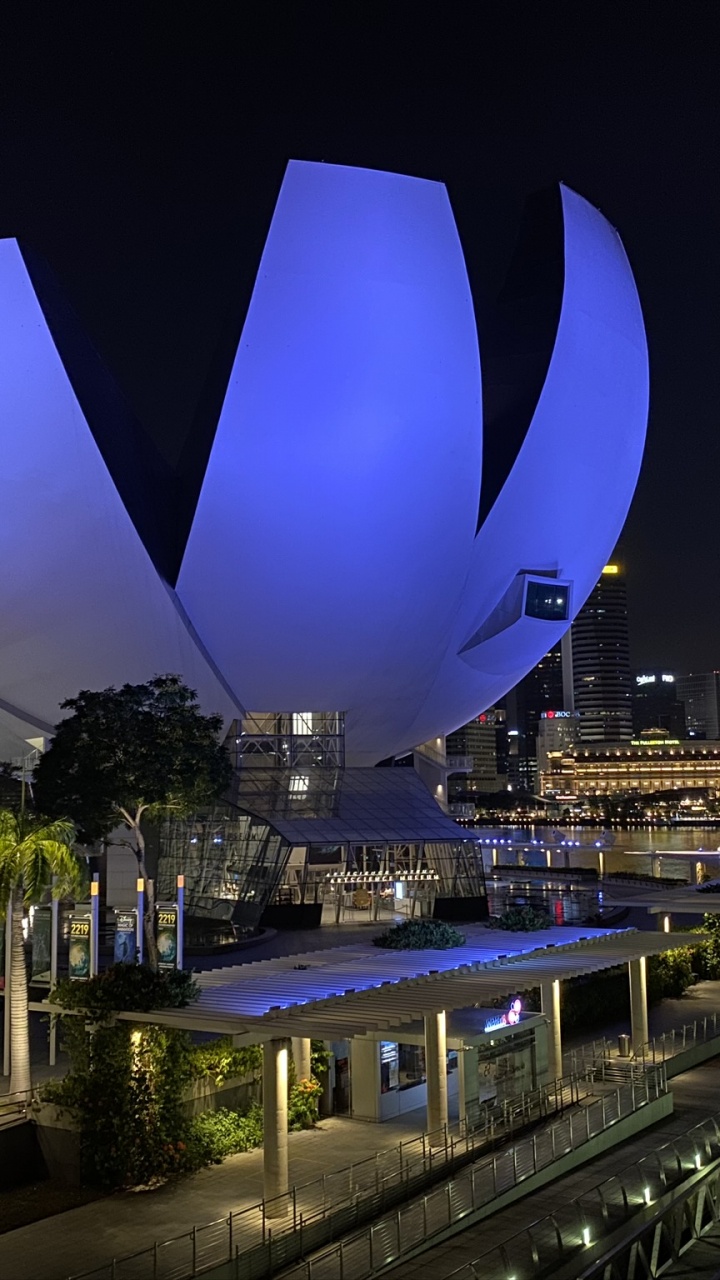 Singapour, Réflexion, Eau, Gratte-ciel, Nuit. Wallpaper in 720x1280 Resolution