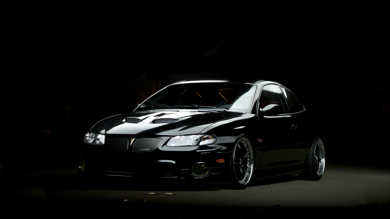 Black Mercedes Benz Coupe on Black Background. Wallpaper in 1366x768 Resolution
