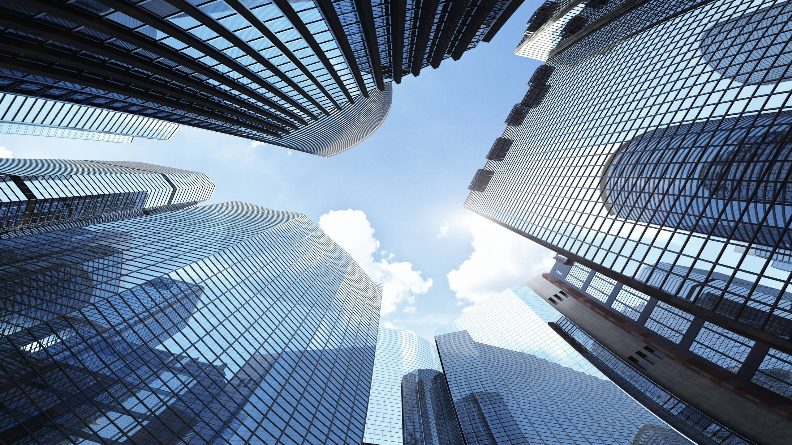 Worms Eye View of High Rise Buildings During Daytime. Wallpaper in 2560x1440 Resolution
