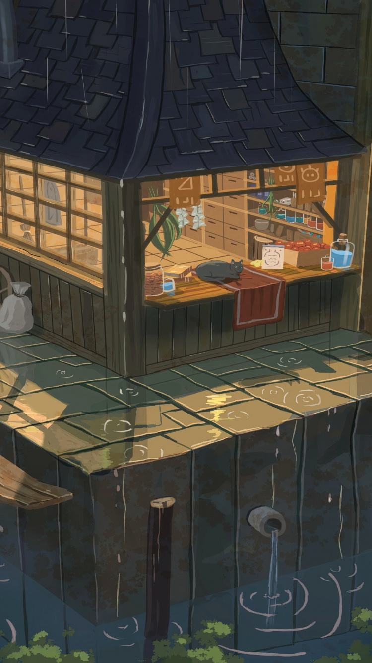 L'anime, Art, Illustration, Artiste, Bâtiment. Wallpaper in 750x1334 Resolution