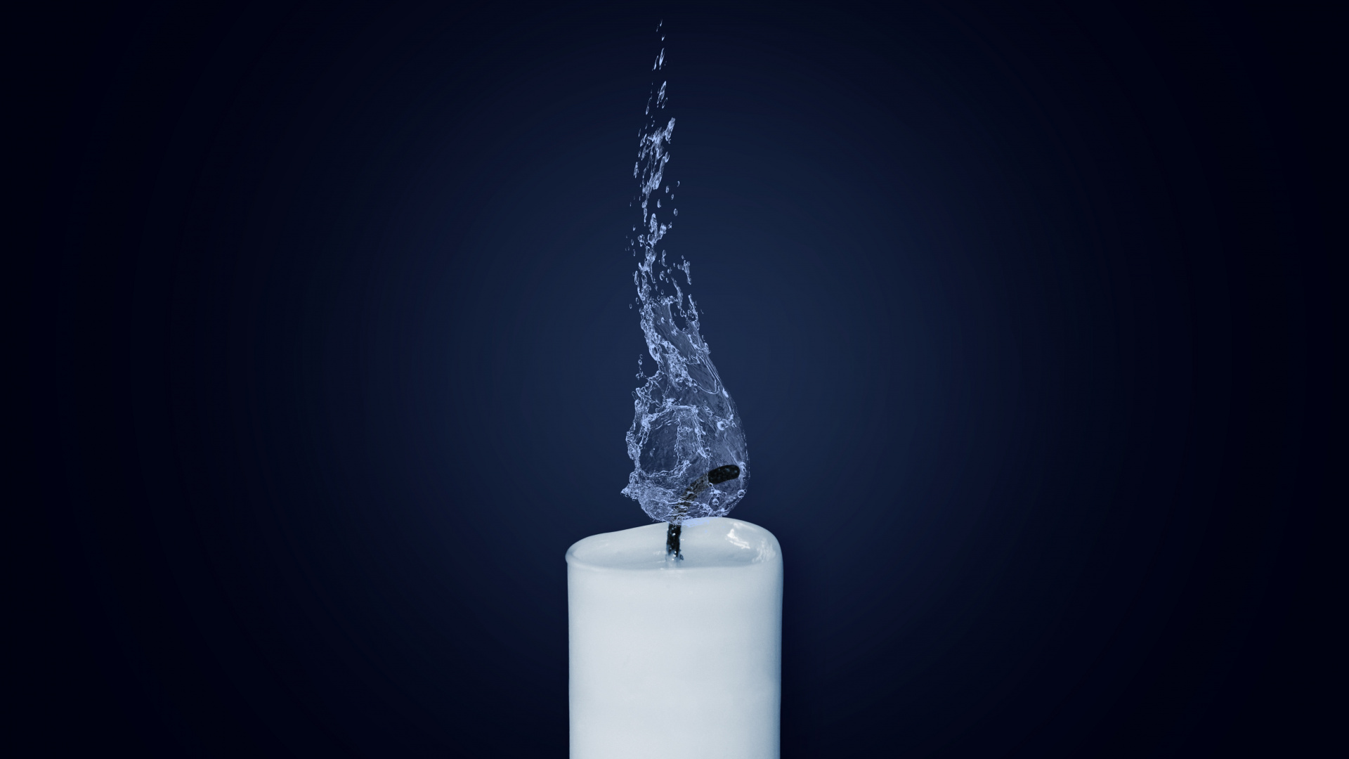 White Pillar Candle on Black Surface. Wallpaper in 1920x1080 Resolution