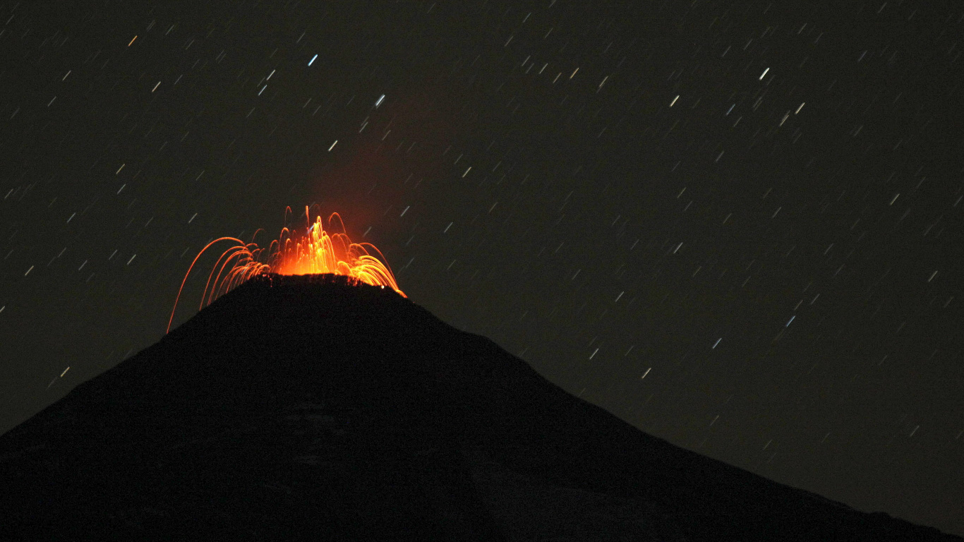 比亚, 类型的火山爆发, 火山的地貌, 热, 熔岩 壁纸 1366x768 允许