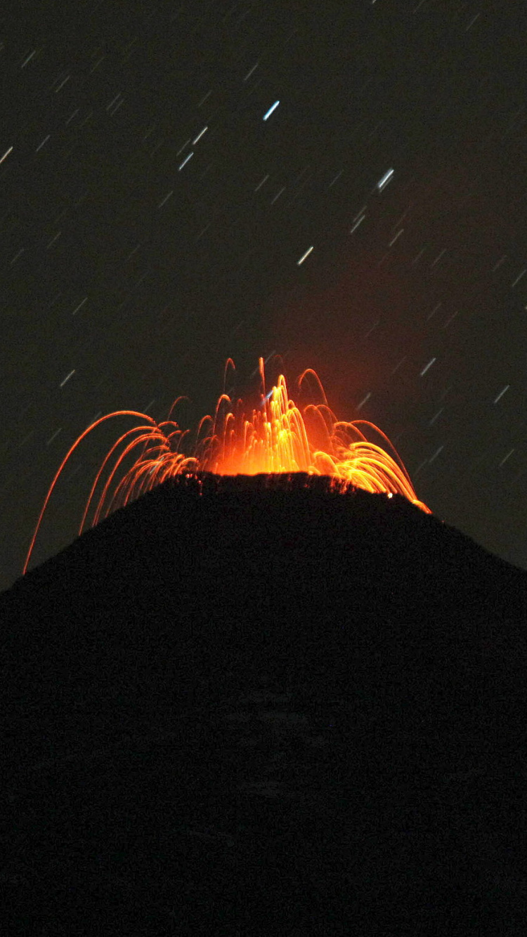 比亚, 类型的火山爆发, 火山的地貌, 热, 熔岩 壁纸 750x1334 允许