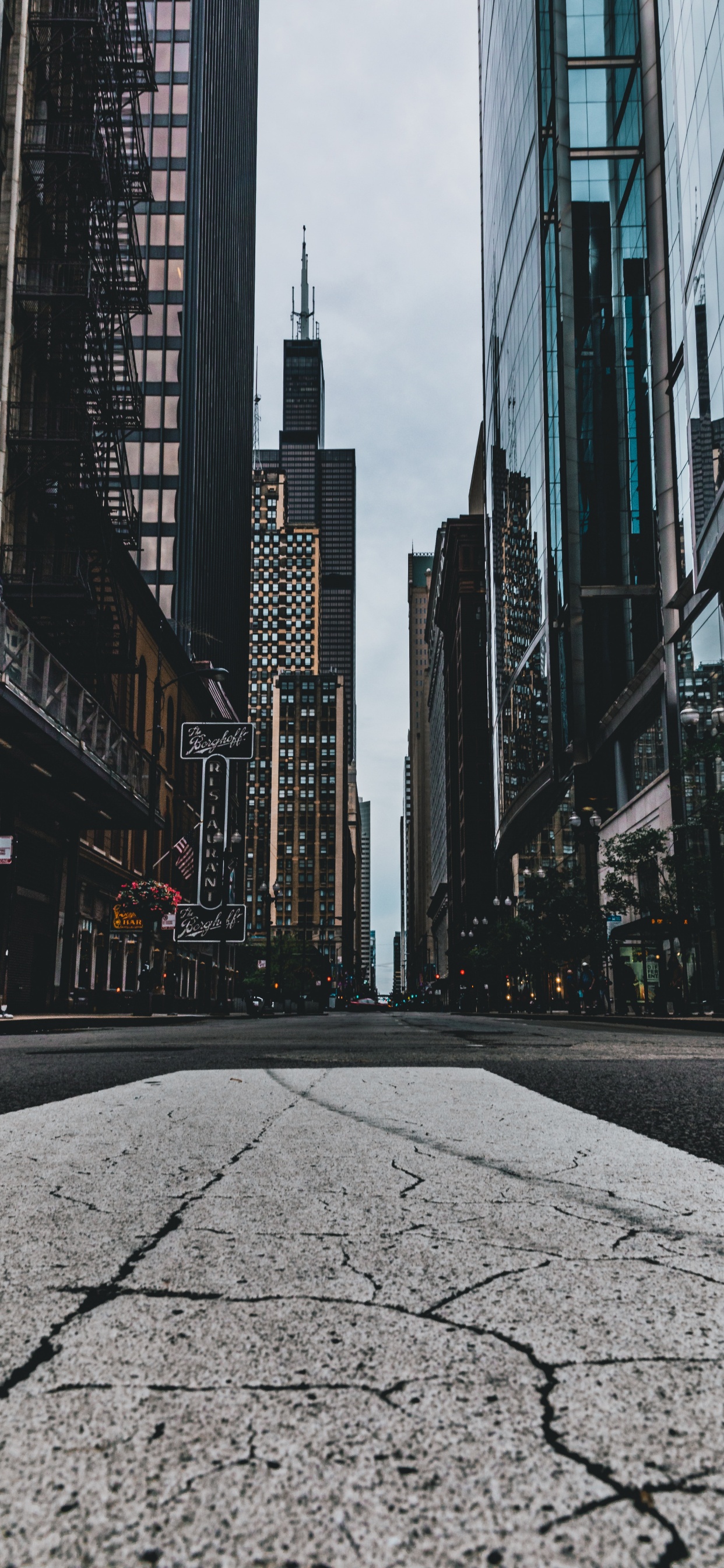 Gray Concrete Road Between High Rise Buildings During Daytime. Wallpaper in 1242x2688 Resolution