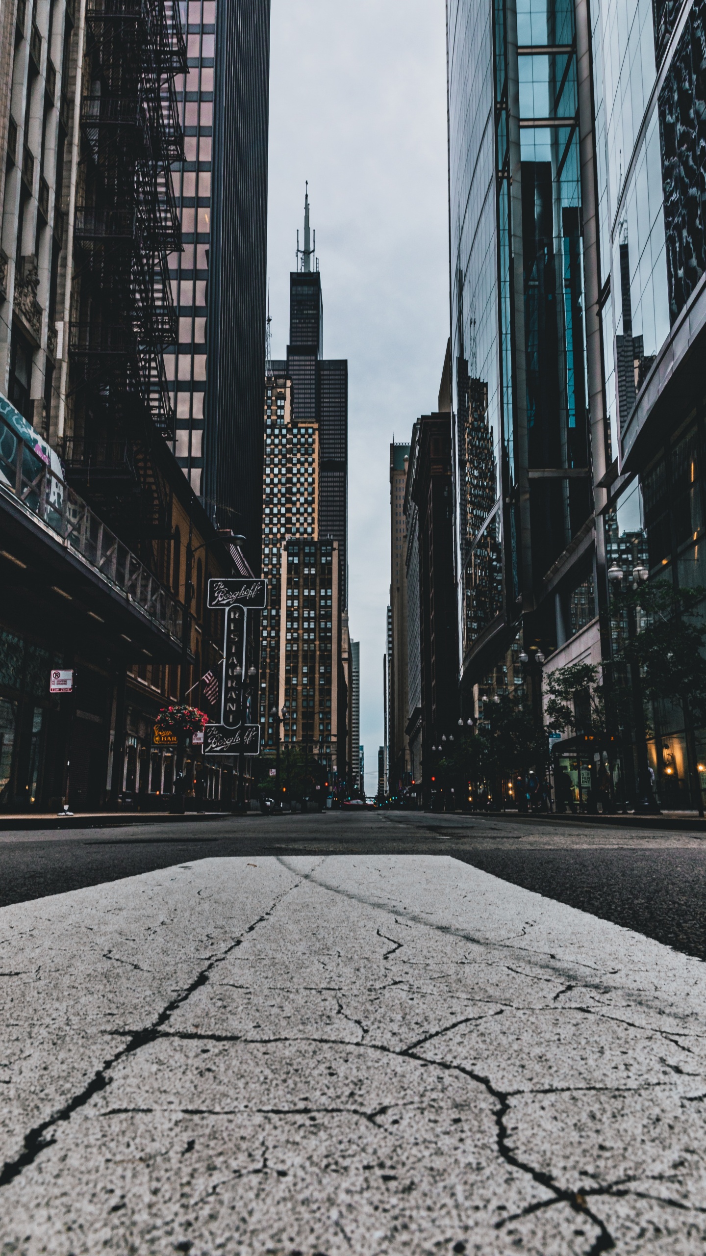 Gray Concrete Road Between High Rise Buildings During Daytime. Wallpaper in 1440x2560 Resolution