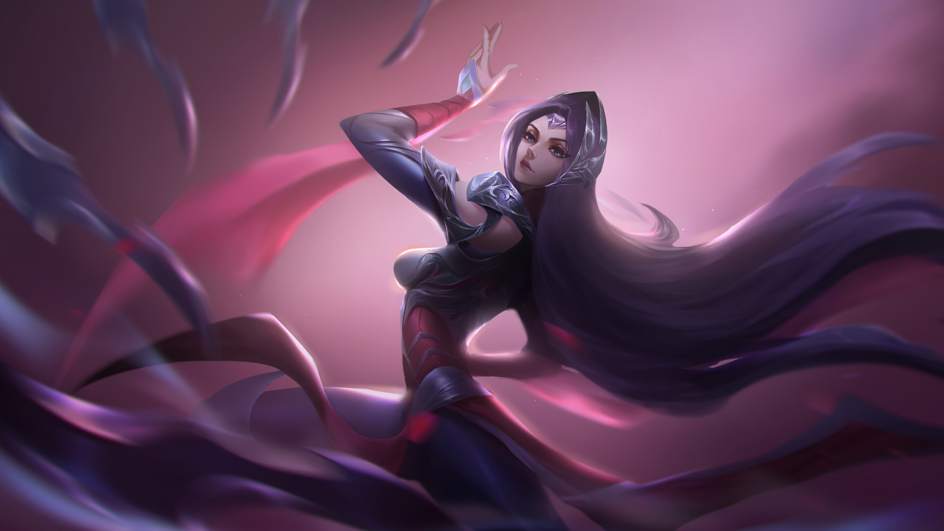 Femme en Robe Noire Personnage D'anime. Wallpaper in 1366x768 Resolution