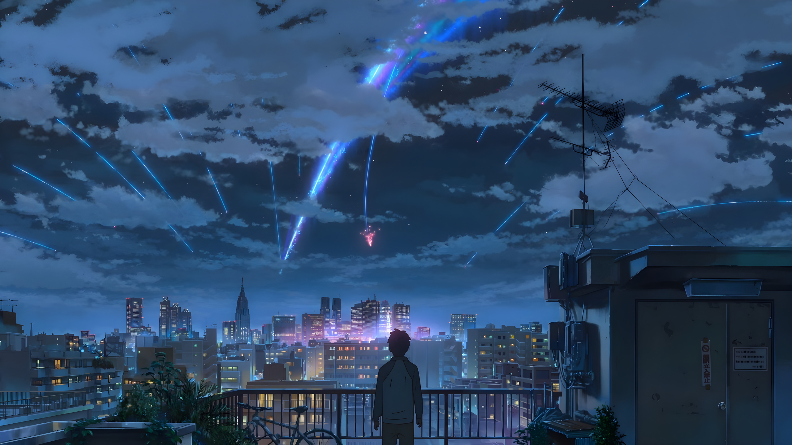 Votre Nom, Mitsuha Miyamizu, Taki Tachibana, L'anime, Atmosphère. Wallpaper in 2560x1440 Resolution